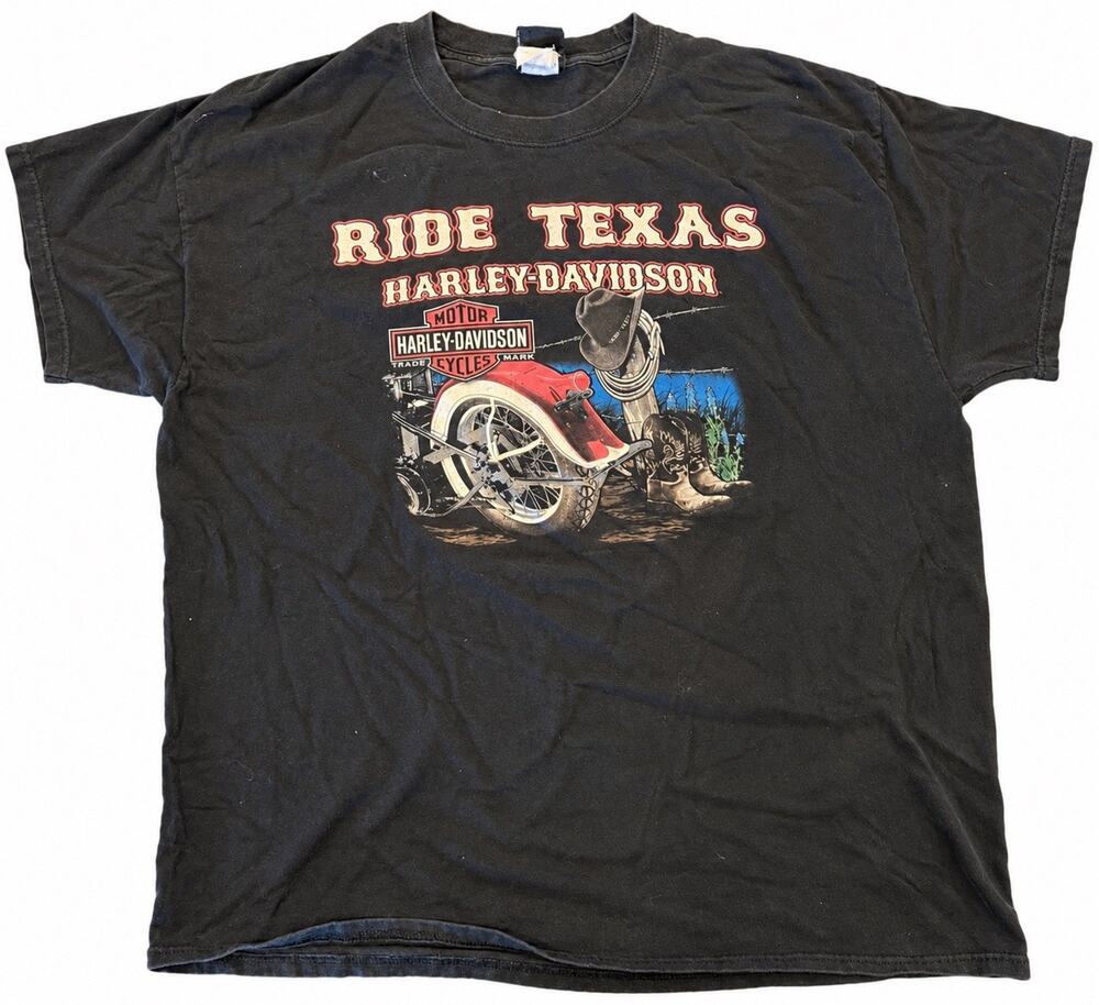 Harley Davidson T Shirt 2XL Cowboy Austin Texas Armadillo Western Grunge Biker